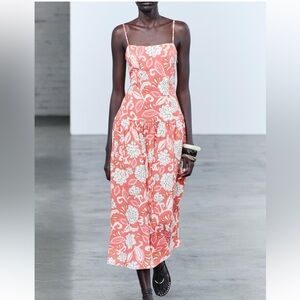 Zara strappy tropical  midi dress, like brand new. Worn once size small